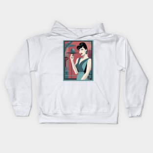 Winged Wonder Plate Bettie Page Art Deco Retro Kids Hoodie